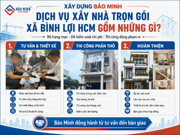 Dịch vụ xây nhà trọn gói Xã Bình Lợi HCM gồm những gì